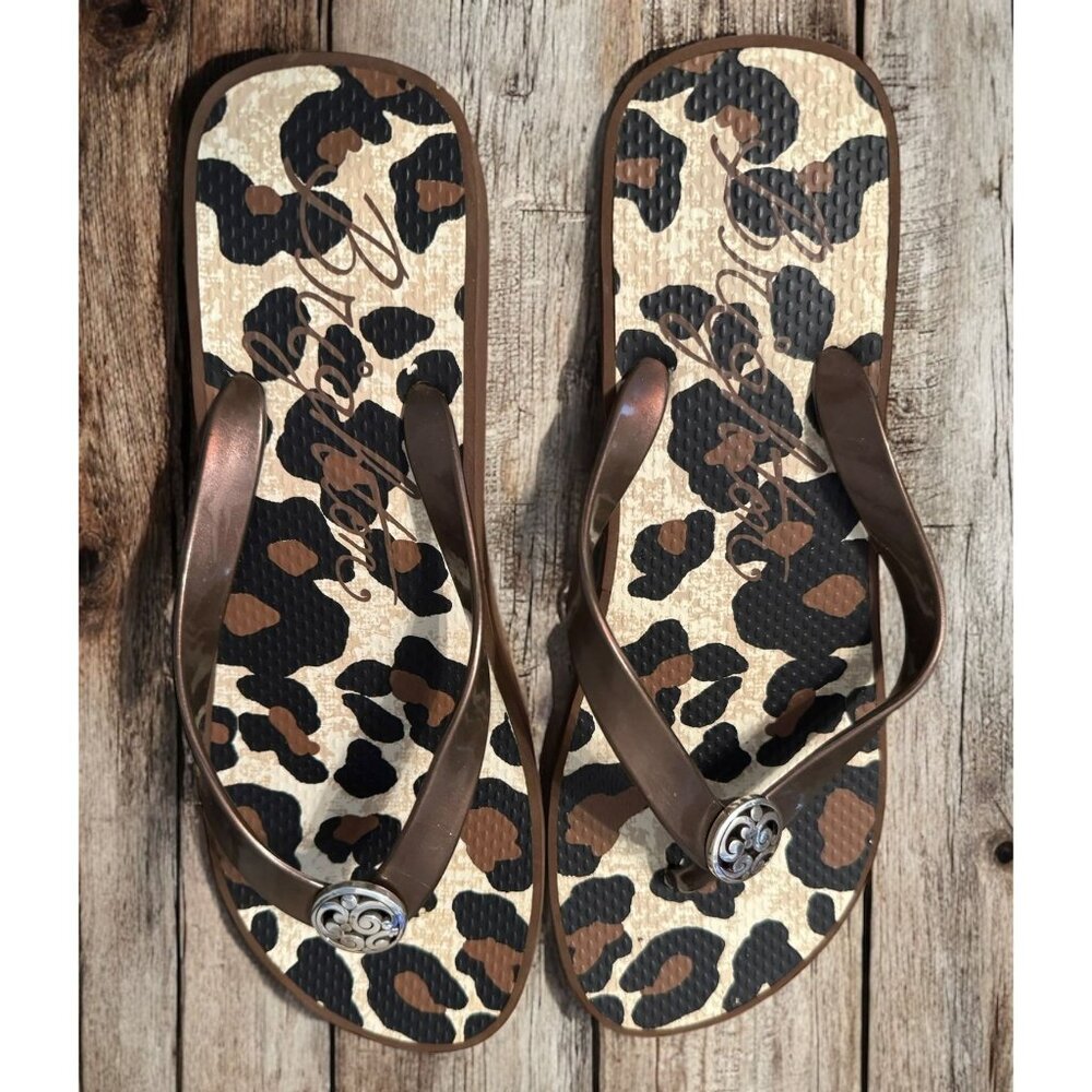 Brighton Women's Leopard Print Flip-Flops - Picture 3 of 6